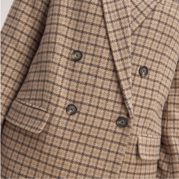 Everlane The ReWool Double Breasted Blazer Beige Houndstooth Size 4 NEW - Picture 3 of 12
